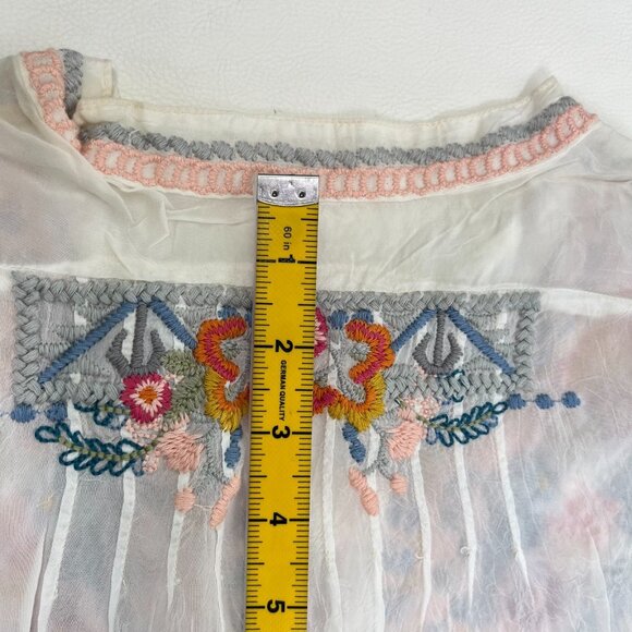 NWOT Johnny Was Floral Embroidered Long Sleeves V-Neck Shirt Blouse Size S - Picture 11 of 13